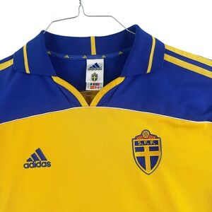 Vintage‎ Sweden Jersey Men's Large Yellow Adidas SFF 2000-01 Football Soccer Y2K